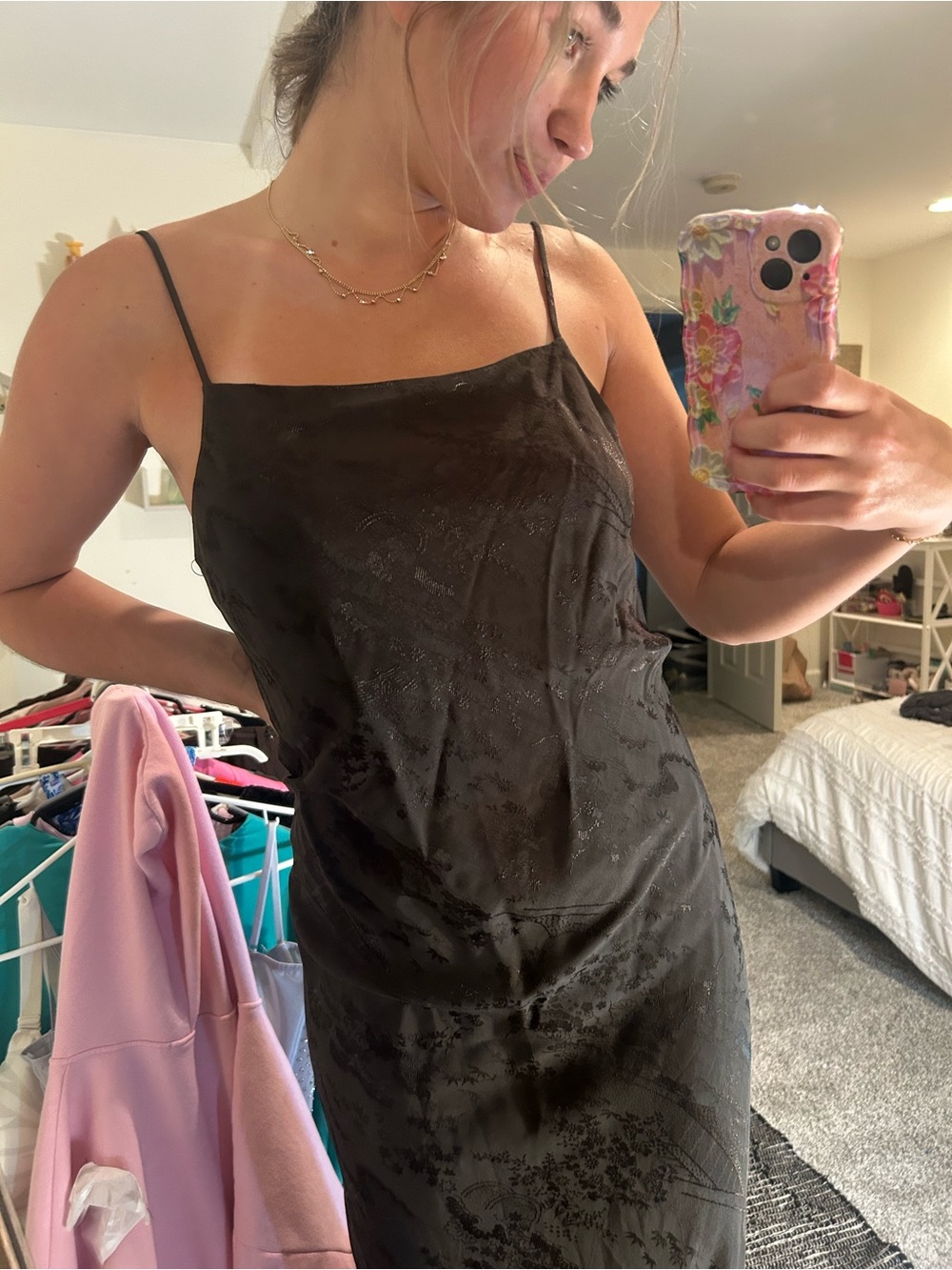 Zara Chocolate Brown Satin Slip Maxi Dress - Picture 6 of 6